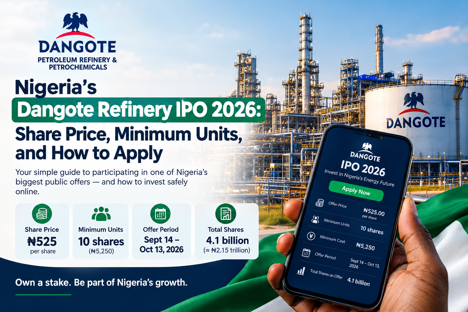 Dangote Refinery IPO 2026 share price, minimum units and how to apply in Nigeria